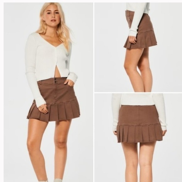 Hollister Dresses & Skirts - NWOT Hollister Brown Ultra High-Rise Pleated Mini Skirt